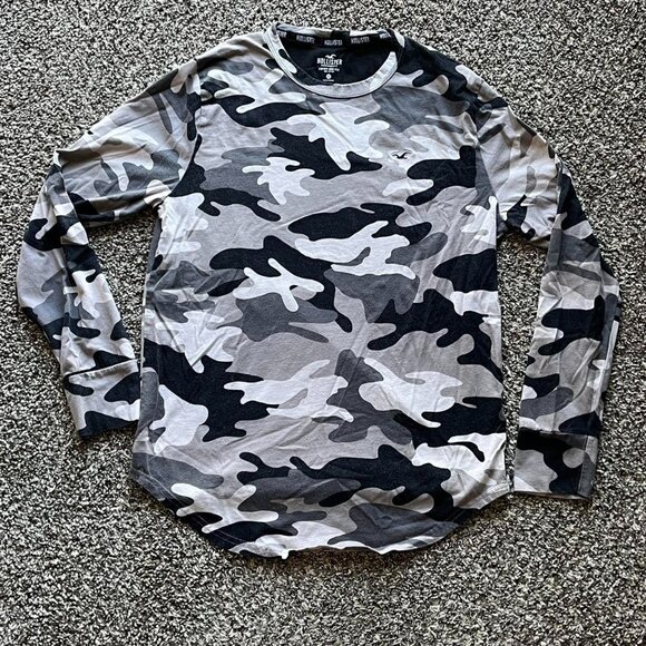 Hollister Other - Gray Black Camouflage Hollister Mens Long Sleeve Shirt, Fall Pullover